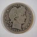 1914 D Barber Quarter 90% Silver US Coin Good (GD) - SKU 131USQ